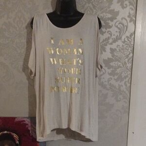 Cream Boxy Graphic Tee with Gold Accents